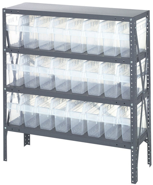 Clear View Store-Max 8" Shelf Bin Steel 1839-SB803CL