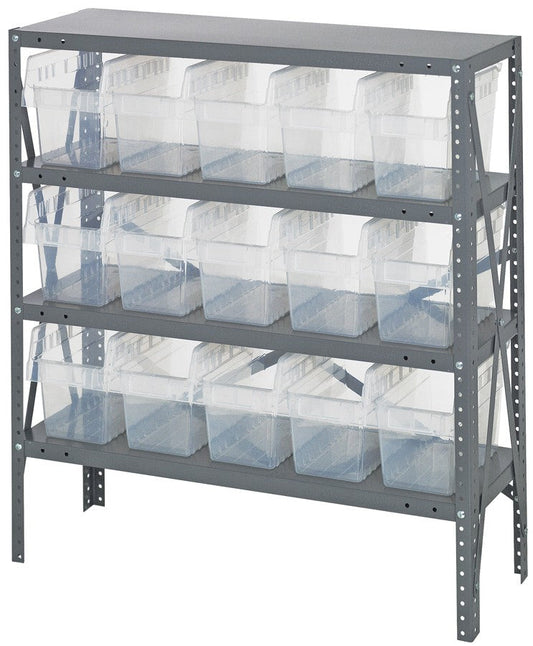 Clear View Store-Max 8" Shelf Bin Steel 1239-SB802CL