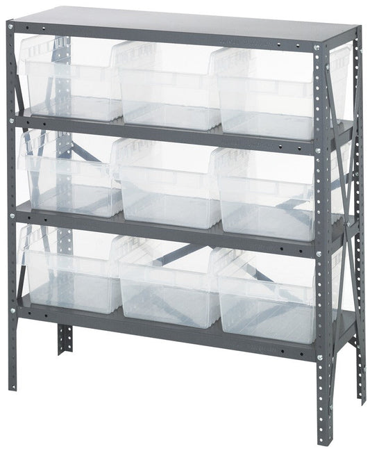 Clear View Store-Max 8" Shelf Bin Steel 1839-SB810CL