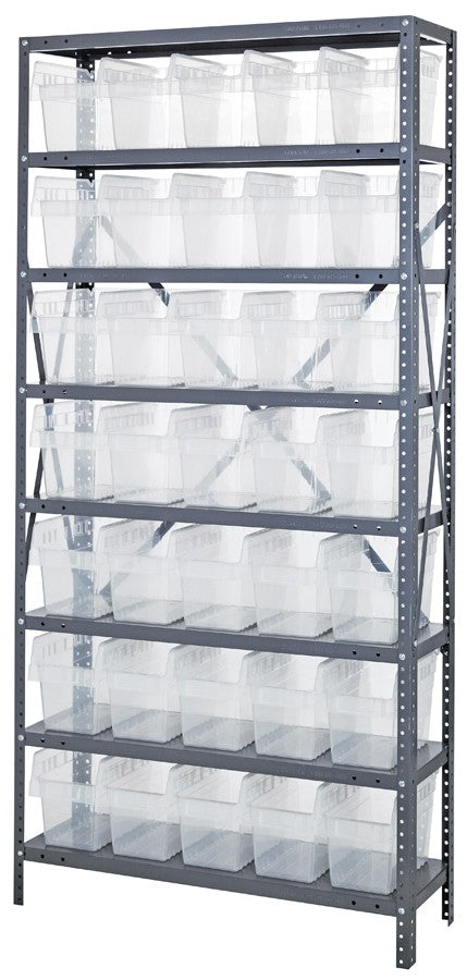 Clear View Store-Max 8" Shelf Bin Steel 1275-SB802CL