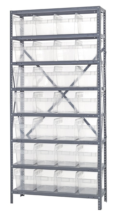 Clear View Store-Max 8" Shelf Bin Steel 1275-SB807CL