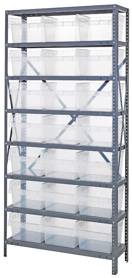 Clear View Store-Max 8" Shelf Bin Steel 1875-SB810CL