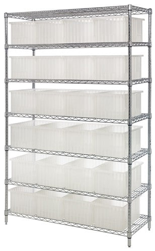 Wire Shelving Unit with Clear-View Dividable Grid Container WR12-93030CL