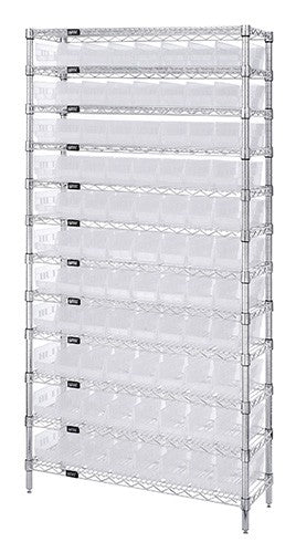 Clear-View Wire Shelving Complete Bins WR12-105CL