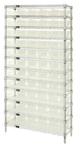 Clear-View Wire Shelving Complete Bins WR12-106CL