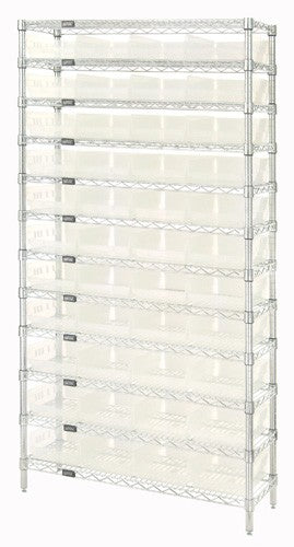 Clear-View Wire Shelving Complete Bins WR12-108CL