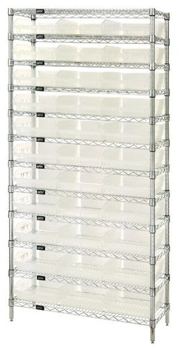 Clear-View Wire Shelving Complete Bins WR12-109CL
