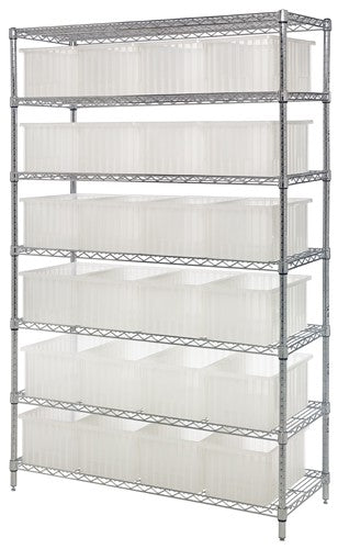 Wire Shelving Unit with Clear-View Dividable Grid Container WR9-93060CL