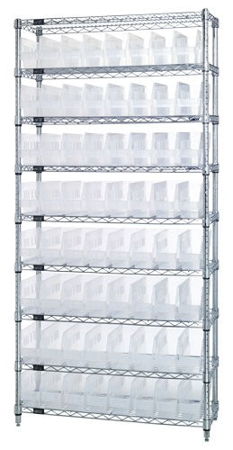 WIRE SHELVING UNITS WITH CLEAR-VIEW STORE-MORE SHELF BINS WR9-201CL